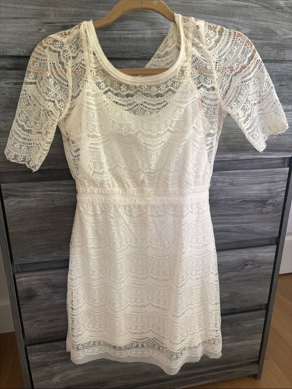 Max & Cleo Cream Lace Short Dress